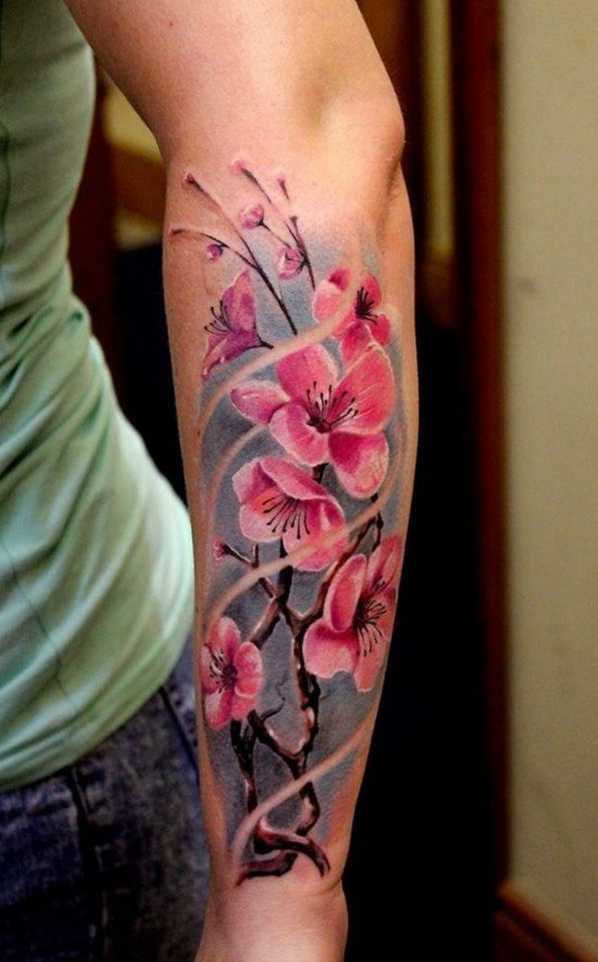kirschblüten tattoo unterarm