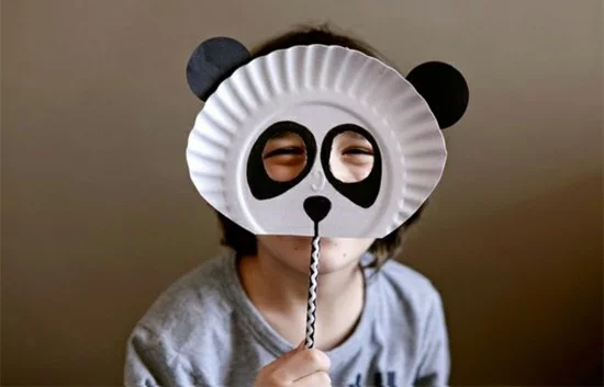 panda maske basteln mit kindern zu fasching