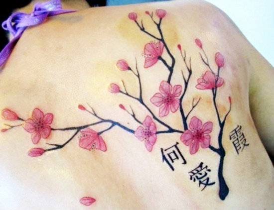 rücken tätowierung kirchblüten tattoo rücken