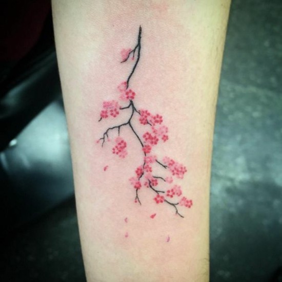unterarm kirschblüten tattoo damen