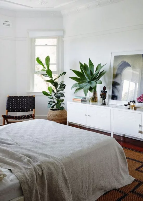 Schlafzimmer luxuriöse Touches immergrüne Pflanzen erfrischen die Raumluft