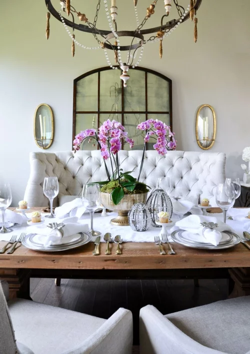 Tischdeko mit Orchideen festliche Tischdekoration
