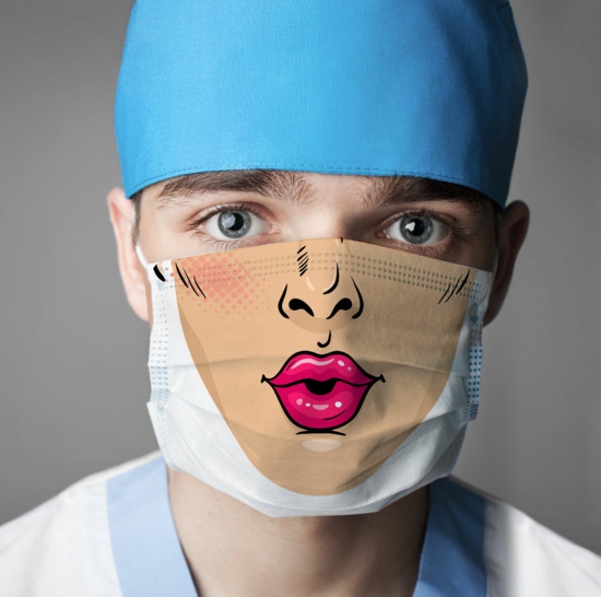 atemschutzmaske ausgefallenes design lippen