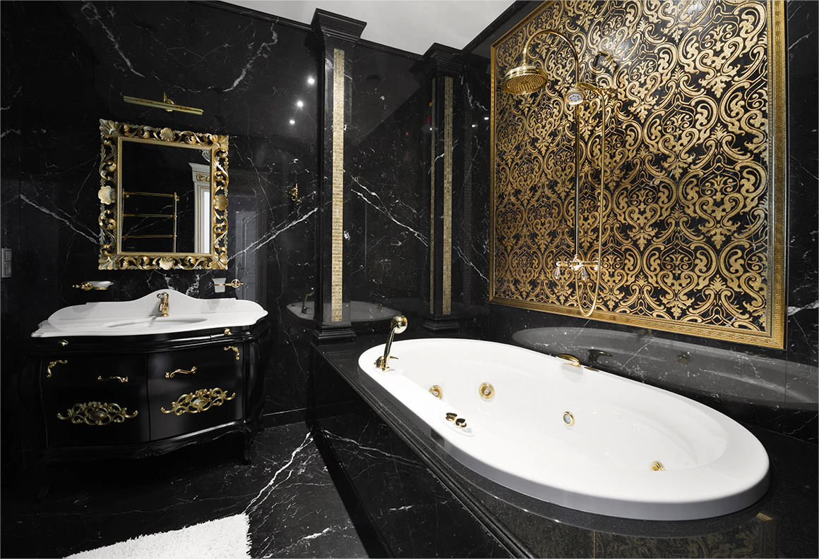 Badezimmer in Schwarz und Gold – ein Mix von Luxus, Stil und