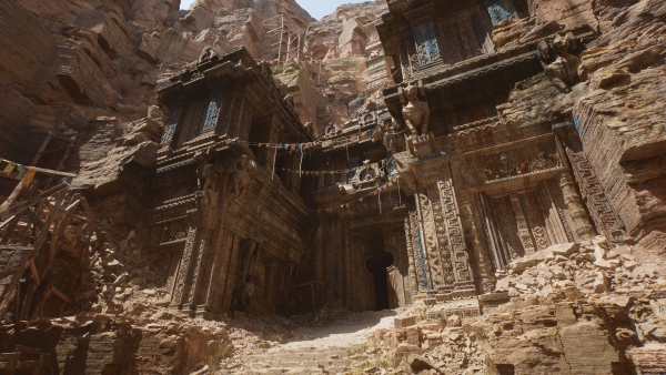 Epic Games kündigt Unreal Engine 5 mit atemberaubender PS5 Demo an tempel eingang präsentation