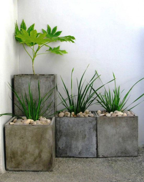 Blumentöpfe und Pflanzgefäße aus Zement Gartengestaltung in Industrial Style