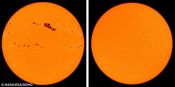 Das Solar Dynamics Observatory der NASA erkennt die größte Sonneneruption seit 2017 solar maximum und solar mininmum seite an seite