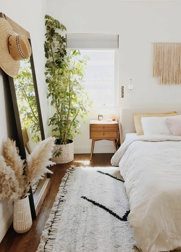 schlafzimmer dekorieren sommer pampasgras