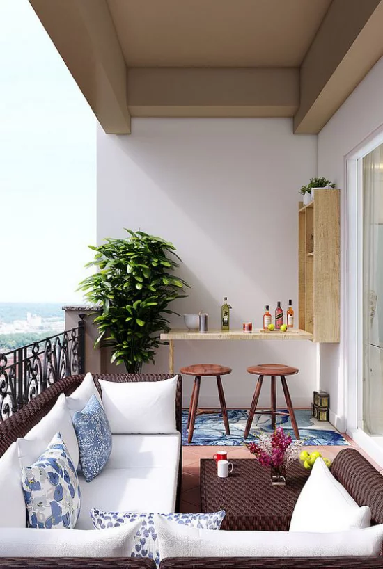 Klapptisch clevere Ideen für klappbare Möbelstücke Getränkebar auf dem Balkon clevere Lösung