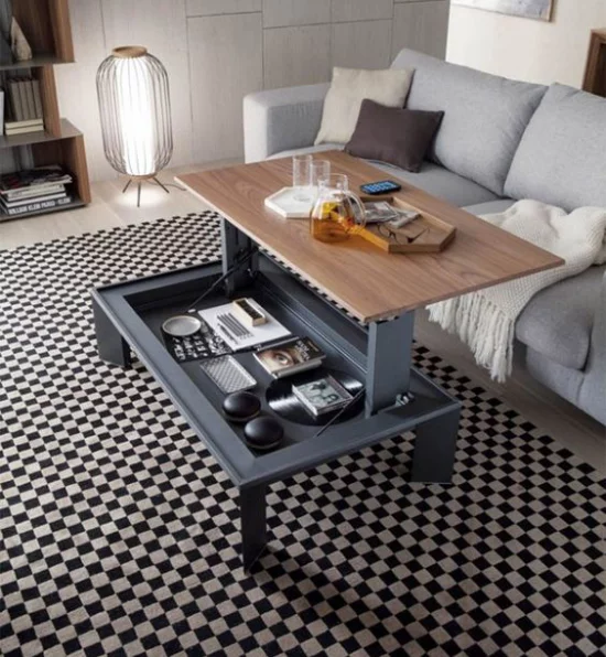 Klapptisch clevere Ideen für klappbare Möbelstücke Wohnzimmer faltbarer Tisch viele Funktionen