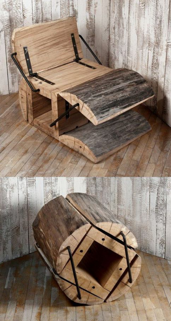 Klapptisch clevere Ideen für klappbare Möbelstücke interessante Bastelidee Sessel aus altem Holz