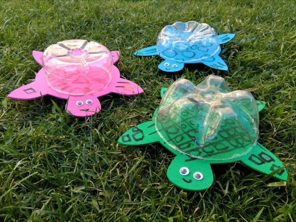 drei DIY Schildkröten Filz und PET Flaschen 
