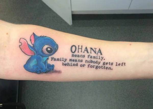 stitch Ohana Tattoo am Unterarm