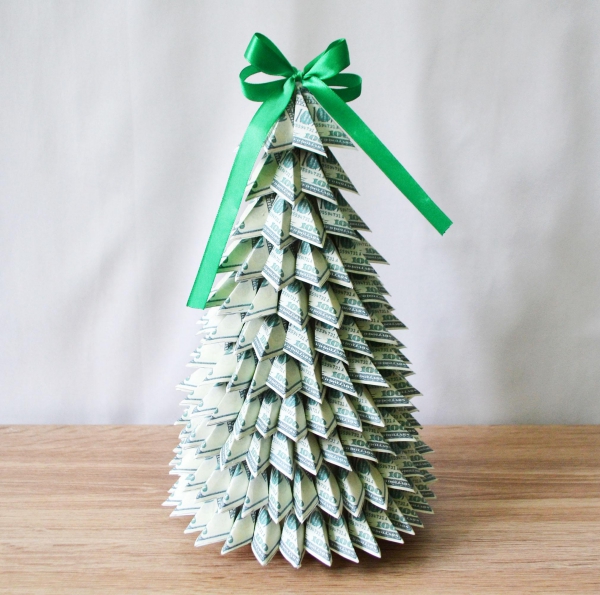 Geldbaum basteln – Kreative Geschenkideen für jeden Anlass tannenbaum weihnachten geld schleife