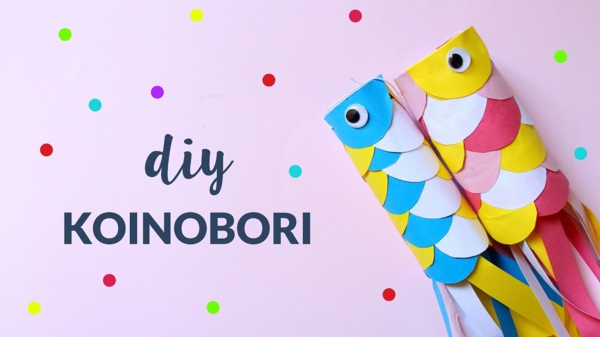 Koinobori Fliegende Fische basteln Papier DIY Windsäcke