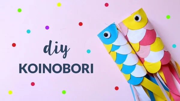 Koinobori Fliegende Fische basteln Papier DIY Windsäcke