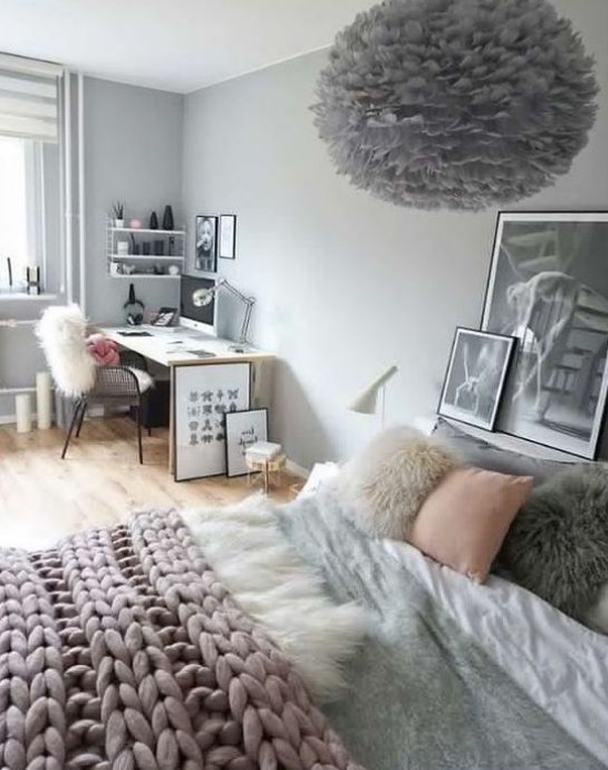Mädchenzimmer modern und praktisch gestaltet weiche Texturen in Grau Wow Effekt
