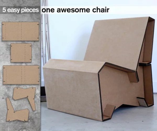 Pappmöbel Möbel aus Pappe Lounge-Chair zusammenbauen