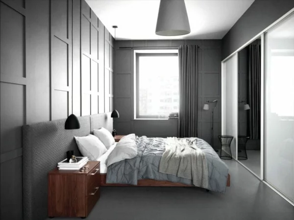 Wandgestaltung Schlafzimmer Wandfarbe grau