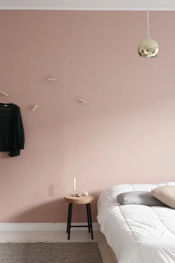 Wandgestaltung Schlafzimmer rosa Wandfarbe hell