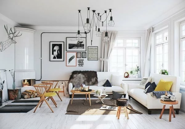 fotowand wohnzimmer skandinavisch wohnen