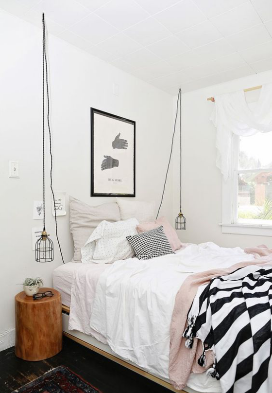 kleines Schlafzimmer einfaches Raumdesign viel natürlicher Charme