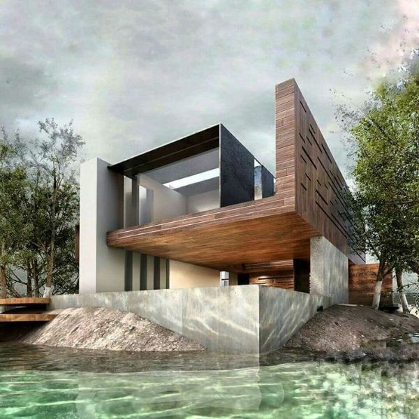 ein super modernes Gebäude im Wasser moderne architektur