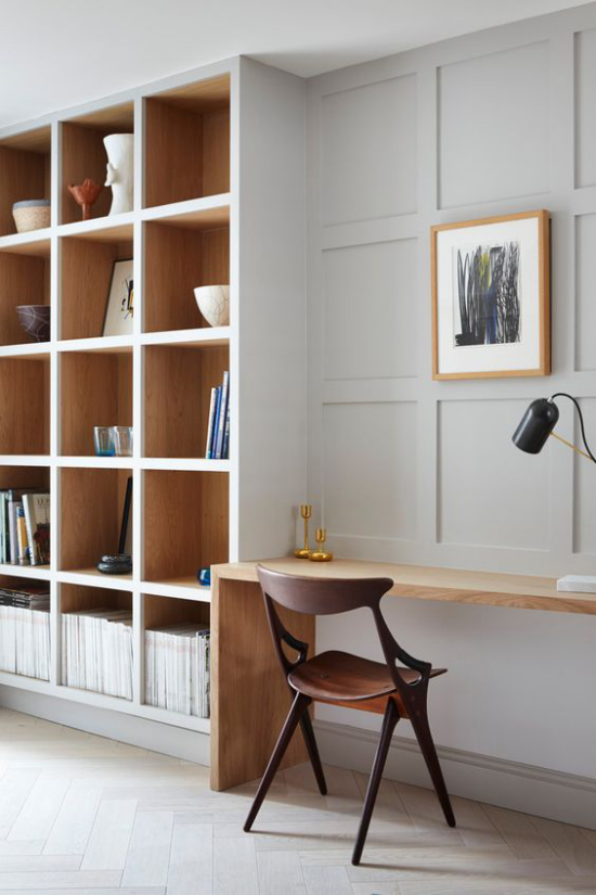 Eingebaute Bücherregale moderne platzsparende Optionen fürs Zuhause Heimbüro praktische Gestaltung