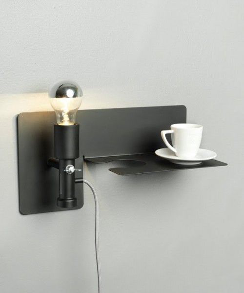Extravagante Wandleuchten ausgefallenes Design in Industrial Style Wandleuchte integrierter Platz für die Kaffeetasse