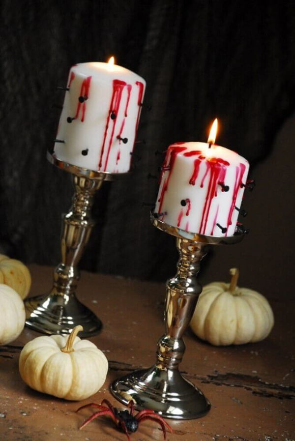 Schöne dekorative Kerzen Ideen Halloween Deko