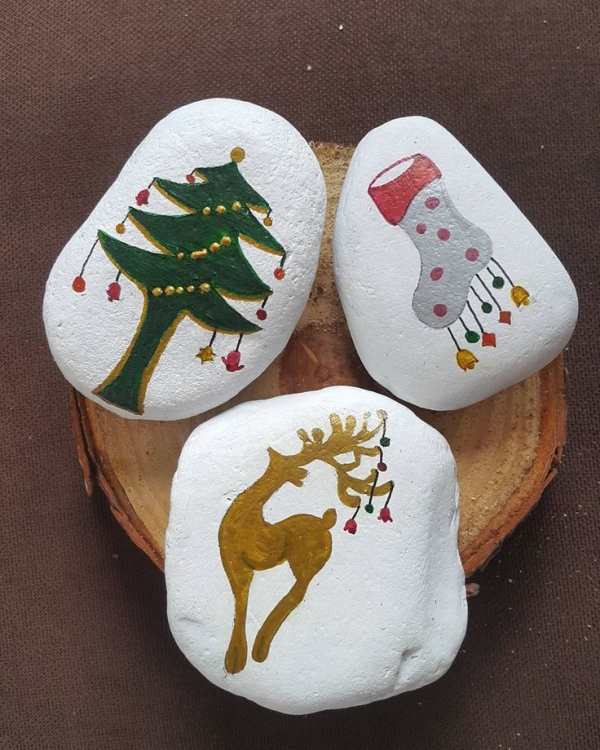 Steine bemalen zu Weihnachten – künstlerische Ideen und Tipps für eine festliche Winterdeko einfache motive leicht kinder