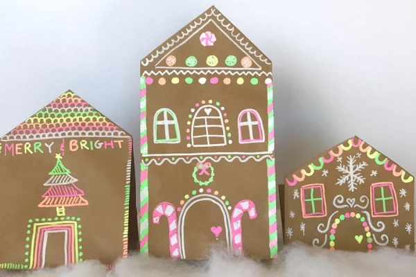 Lebkuchenhaus basteln zu Weihnachten – festliche Ideen, Rezept und Anleitung papier tüten häuser dorf