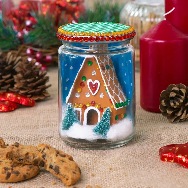 Lebkuchenhaus basteln zu Weihnachten – festliche Ideen, Rezept und Anleitung winziges haus in einmachglas diy