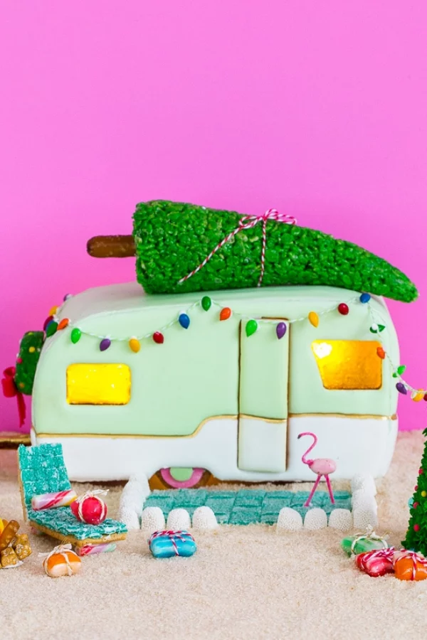 Lebkuchenhaus basteln zu Weihnachten – festliche Ideen, Rezept und Anleitung wohnwagen deko haus lebkuchen