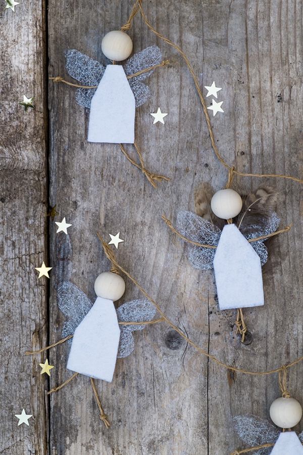 Schutzengel basteln mit Kindern zu Weihnachten – zauberhafte Ideen und Anleitung einfache engel girlande filz