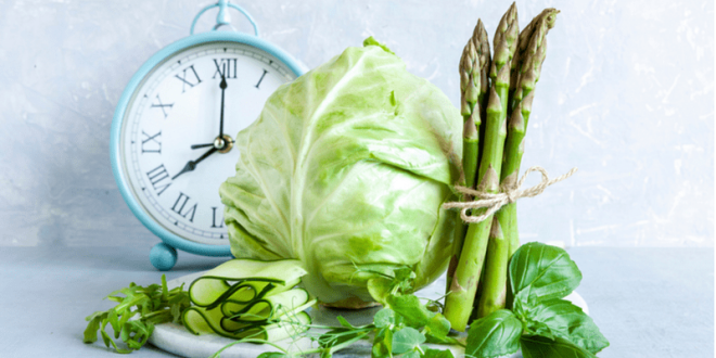 Stoffwechseldiät Easy-Body-System Low-Carb Ernährung frisches Gemüse Spargel Weißkohl
