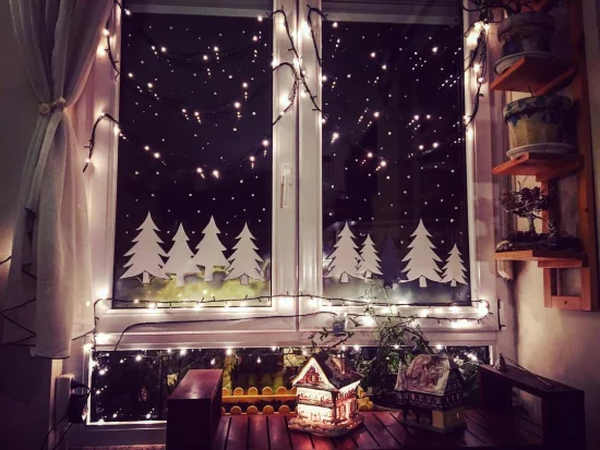 Weihnachtliche Fensterdeko Fensterbeleuchtung LED Lichter Sternenhimmel