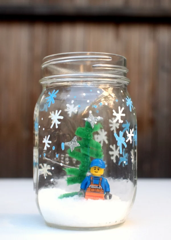 Winterlandschaft basteln – weihnachtliche Ideen, fantastisch einfache Anleitungen und Tipps einmachglas deko pfeifenputzer