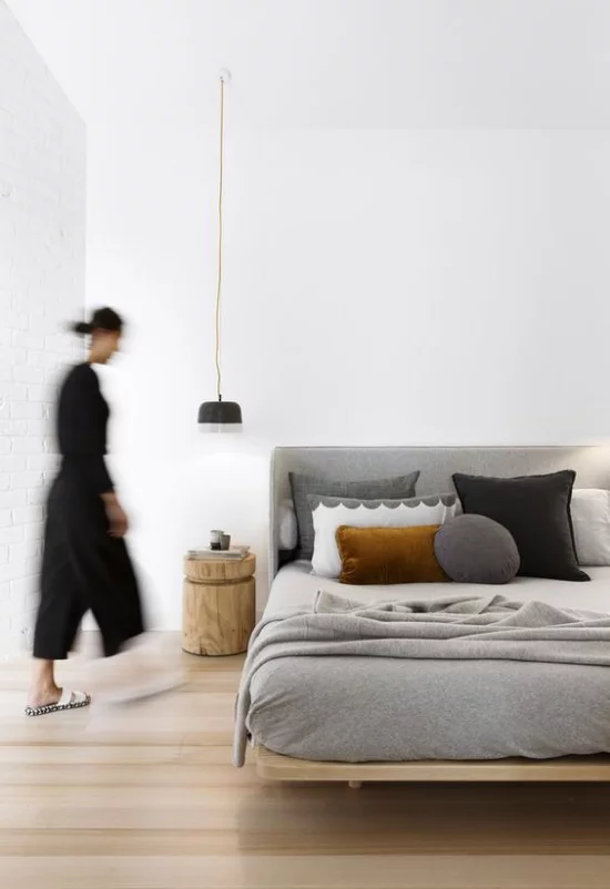 Zen Schlafzimmer Elemente traditioneller japanischer Raumgestaltung einfache Möbel aufs Minimum reduziert