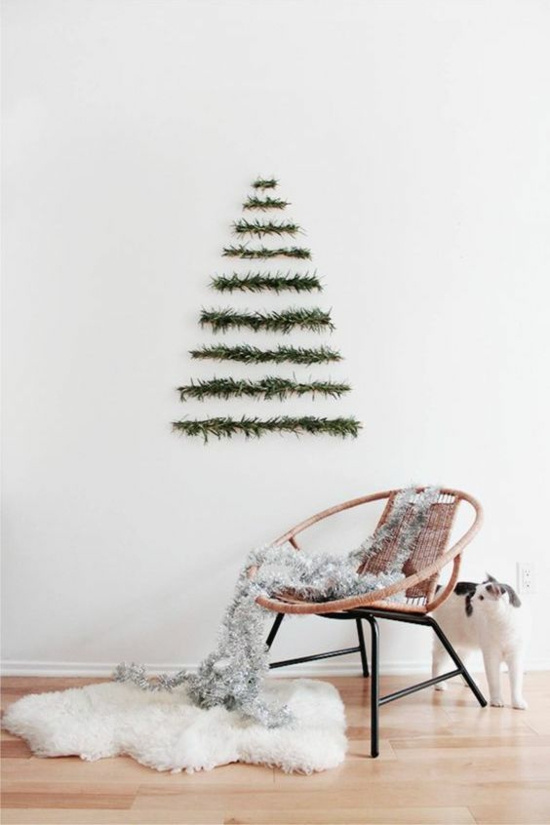 günstige weihnachtsdeko basteln wanddeko tannenbaum