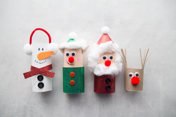 Basteln mit Toilettenpapierrollen zu Weihnachten – kreative Upcycling Ideen und Anleitung figuren niedlich lustig