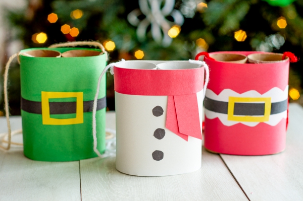 Basteln mit Toilettenpapierrollen zu Weihnachten – kreative Upcycling Ideen und Anleitung weihnachten fernglas ideen kinder spiel