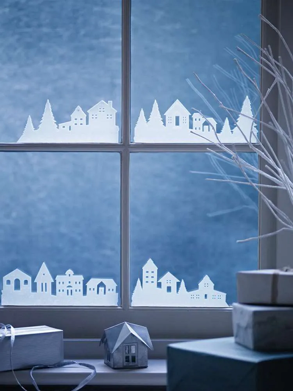 Fensterbilder basteln zu Weihnachten – zauberhafte Ideen und Anleitungen fenster deko weihnachtsdorf