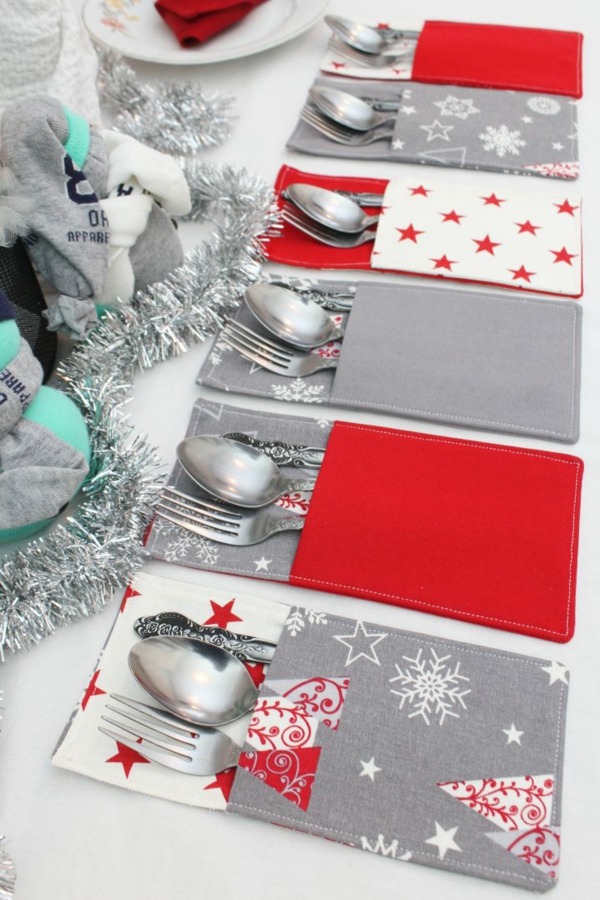 Bestecktaschen zu Weihnachten selber nähen Schrittfür