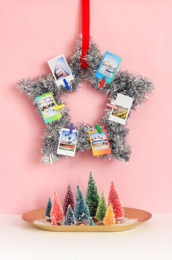 Fotogeschenke basteln zu Weihnachten – kreative Ideen und Anleitung kranz stern deko fotos