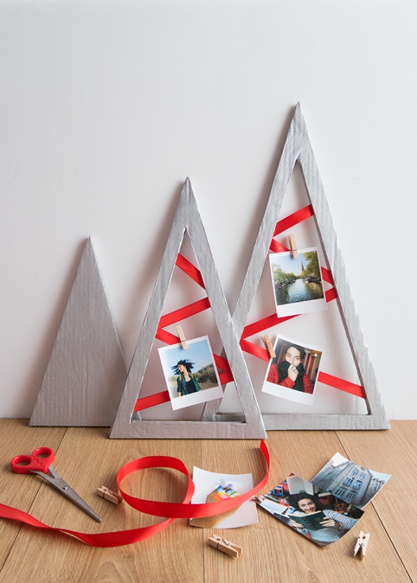 Fotogeschenke basteln zu Weihnachten – kreative Ideen und Anleitung tannenbäume deko wanddeko fotos