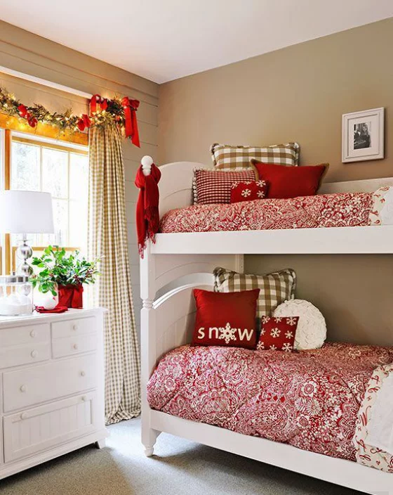 Kinderzimmer weihnachtlich dekorieren ein Mix aus Farben und Texturen jedoch stilvoll