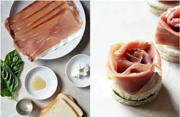 Weihnachtliche Vorspeise zubereiten 10 einfache festliche Fingerfood Ideen Prosciutto-Sandwiches