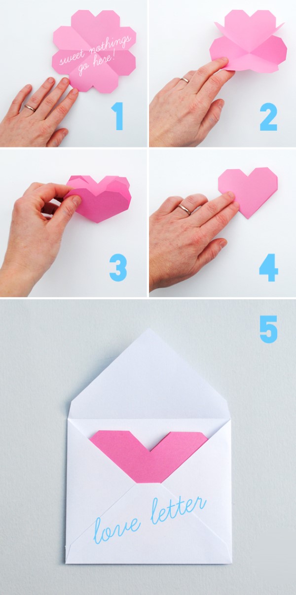 3D Klappkarte basteln zu Valentinstag – coole Ideen und Anleitungen anleitung klapp herz umschlag