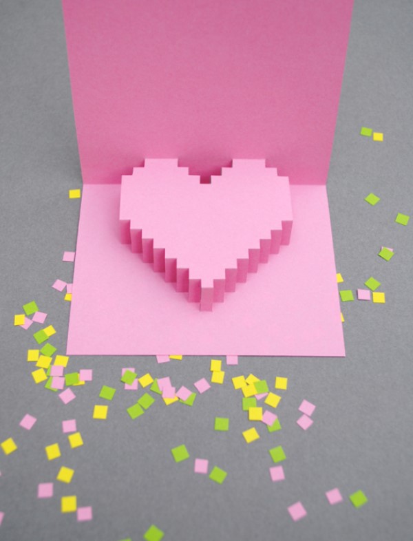 3D Klappkarte basteln zu Valentinstag – coole Ideen und Anleitungen gaming pixel karte